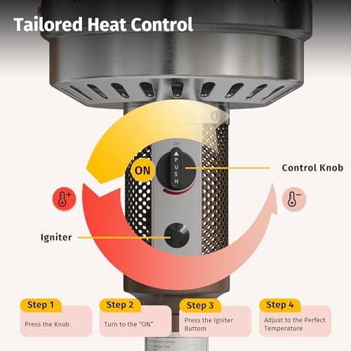 EAST OAK 23,000 to 50,000 BTU Patio Heater for Outdoor Use With Round Table Design, Double-Layer Stainless Steel Burner and Wheels, Outdoor Patio Heater for Home and Commercial, Bronze