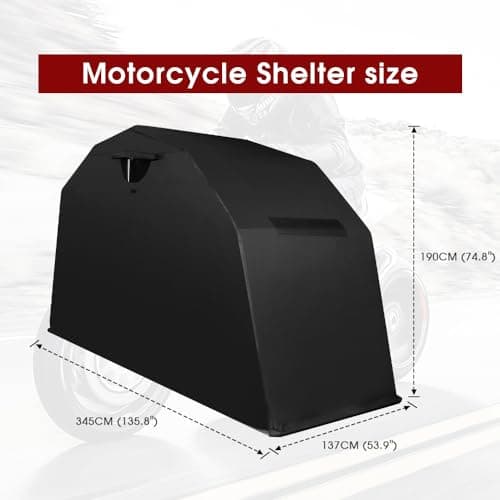 Heavy Duty Motorcycle Shelter Storage Sheds Motorcycle Garage, 136"x54" x75" Motorcycle Cover Waterproof Outdoor Motorcycle Tent with Lock