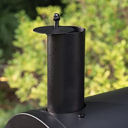 Char-Griller® Wrangler® Charcoal Grill in Black with Wood Shelves, EasyDump™ Ash Pan, Premium Wood Front and Side Shelves with Utensil Hooks, 635 Cooking Square Inches in Black, Model E2123