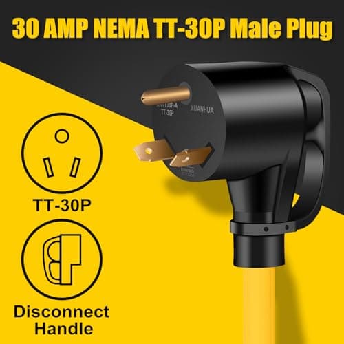 30 AMP Generator Transfer Switch Adapter Cord, Heavy Duty STW 10 Gauge NEMA TT-30P Male to L14-30R Female, 3 Prong to 4 Prong Generator Adapter Plug Twist Lock to House Inlet Box,1.5FT