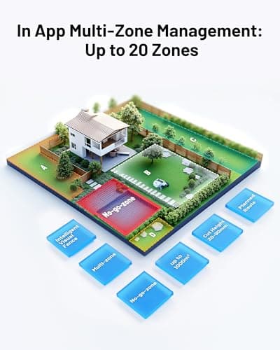 YUKA 2000 Robot Lawn Mower with Garage Standard, Reception 0.5 Acre,Max. 0.6 Acre, Ultrasense AI Vision & RTK, Auto Mapping & App Control,45% Slope,Dual Cutting Discs, 20 Mowing Zones