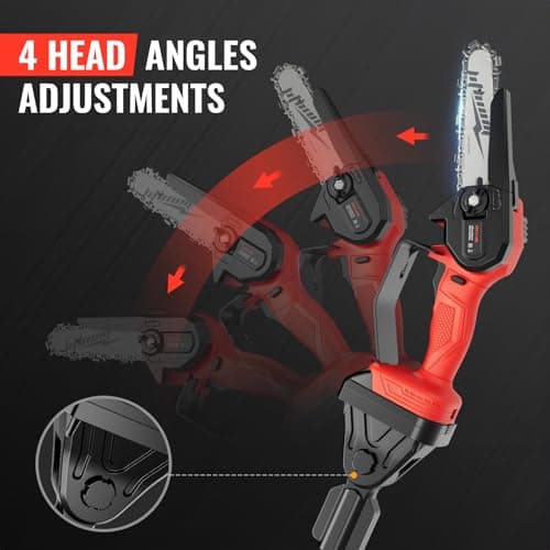 Cordless Pole Saw, 2-in-1 6" Battery Powered Pole Saws for Tree Trimming, 20V 2.0Ah Battery Mini Chainsaw with Pole, 15ft Reach Small Pole Saw for Wood Cutting, Trimming