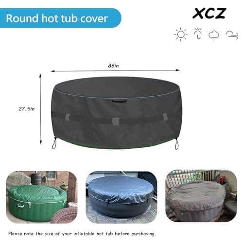 XCZ Portable Hot tub Cover That Completely Covers Inflatable hot tub- Waterproof, Sun Resistant, dust Resistant, 85 "Inflatable Hot tub Spa, Round (Black, Cover only)
