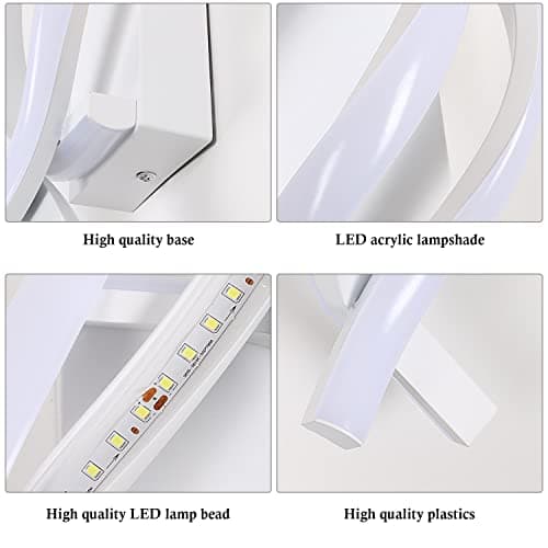 DELIPOP Wall Sconces, Spiral Modern LED Wall Sconce Lighting, 6500K Cool White Indoor Wall Light, Acrylic LED Wall Lamp for Bedroom, Bathroom, Living Room, Hallway, Balcony (White)