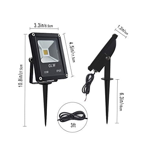 10W LED Landscape Lights 12V Low Voltage Outdoor Spotlights Warm White 3000K IP65 Waterproof with Spike Stand for Garden,Yard,Deck,Step [4 Pack]