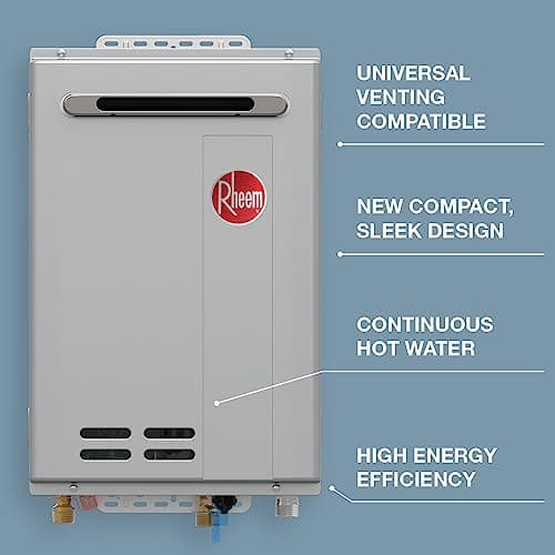 Rheem RTG-84XLN-3 High Efficiency Non-Condensing Outdoor Tankless Natural Gas Water Heater, 8.4 GPM