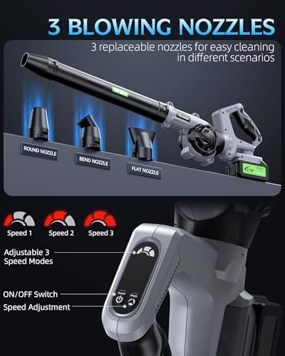 Leaf Blower - 700000RPM Cordless Electric Blower - 2 X 4.0Ah Batteries and Charger - 3 Speed Mode - 21V Lightweight Leaf Blower for Patio Cleaning, Lawn Care