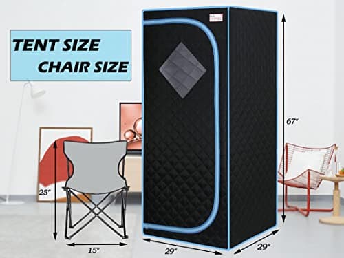 Portable Sauna Tent, One Person Infrared Sauna Home Sauna， Full Size Sauna with Remote Heating Foot Pad, Upgraded Chair, Black(29.1" x 29.1" x 66.5")