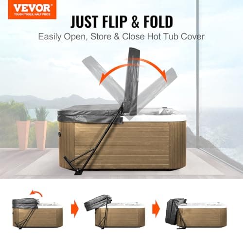 VEVOR Hot Tub Cover Lift, Spa Cover Lift, Height 31.5" - 41.3" Width 57" - 92.5" Adjustable, Installed Underneath on Both Sides, Suitable for Various Sizes of Rectangular Bathtubs, Hot Tubs, Spa