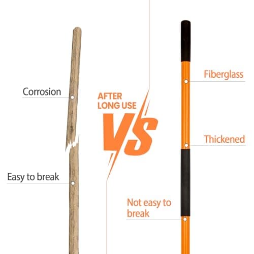 Heavy Duty Gardening Shovel, 56 Inch Round Blade with Fiberglass Handle (Orange)
