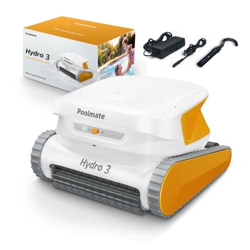 Poolmate Hydro 3 Robotic Pool Cleaner for Inground/Above Ground Pools, 150W Cordless Pool Vacuum, Max 200min Runtime, 4.1L Filter Basket, Auto Waterline/Wall Cleaning, Max 1076 sq.ft Coverage