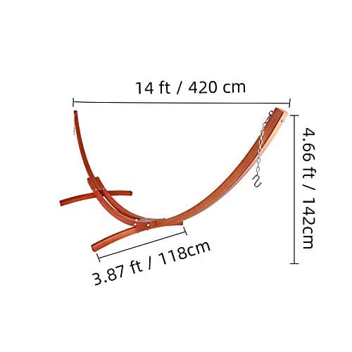 ONCLOUD 14 Ft Wooden Arc Hammock Stand Double Person Hammock Stand Only, Heavy Duty 400 LBS, Amber Yellow