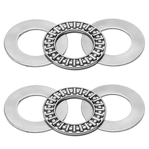 2 Sets AXK2035 Needle Roller Bearings, Thrust Bearing w 4 Washers, 20mm ID, 35mm OD, 4mm Thk, GCr15 Small Bearings for Lawn Mower Truck Power Steering