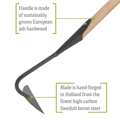 Gardener's Supply Company Supply Lifetime Half-Moon Hoe, Heavy Duty Forged Steel with Ergonomic Hardwood Handle, Gardening Hand Tool for Weeding and Loosening Soil