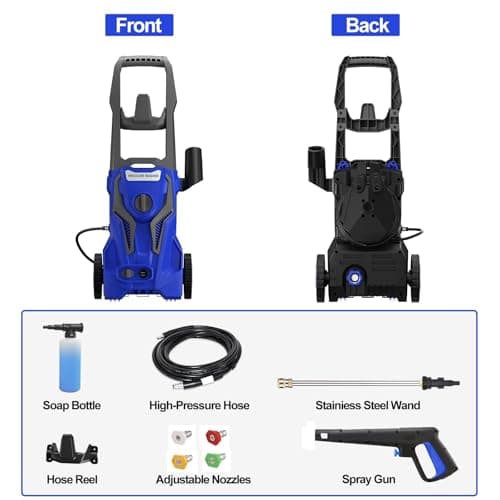 Power Washers Electric Powered 5000PSI-max 3.2GPM High Pressure Washer Car Cleaning Machine with Adjustable Spray Nozzle and Foam Cannon for Home Driveway Patio Deck, Deep Blue