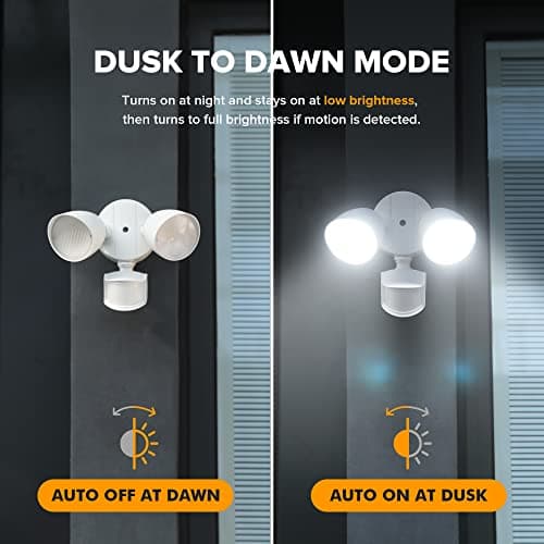 LUTEC 32W 2500 Lumen LED Security Lights Motion Sensor Light Outdoor, 5000K Daylight, IP65 Waterproof, Dusk to Dawn, Motion Detector Flood Light for Garage, Yard, Porch-White