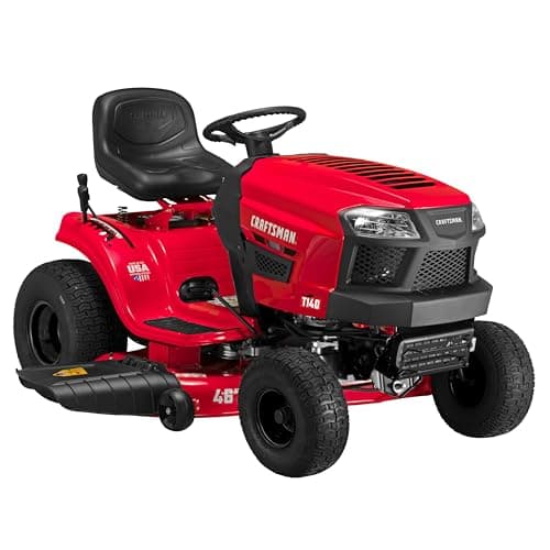 CRAFTSMAN 46" Automatic Gas Riding Lawn Mower with 18.5 HP* Briggs and Stratton Single-Cylinder Engine, Gas Lawn Tractor with Foot Pedal Control, Red/Black