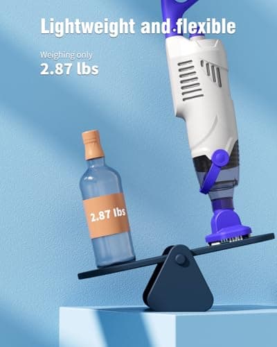 Little Shark Pool Vacuum for Above Ground Pool, Hot Tub Vacuum with a 60w Motor,18 Gal/Min Powerful Suction, Pool Vacuum with 5000mAh Battery, 1h Running Time