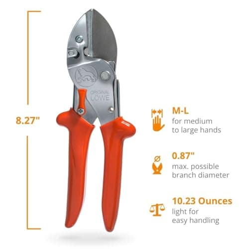 Original LÖWE Professional Anvil Pruner Garden Tools 1.104 | Robust & Sharp Hedge Trimmer | Use As Pruners, Garden Shears, Heavy Duty Handheld, Pruning Shears for Gardening | Made in Germany