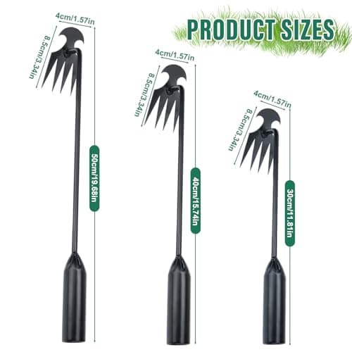 Manual Weed Remover Tool for Lawn and Garden, 2025 Upgrade Garden Weed Pulling Tool Uprooting Weeding Tool,Weed Puller Tool 4 Tooth Manganese Steel for Gardening Backyard Farm (19.7in)