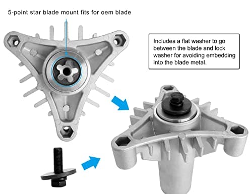 130794 Spindle 153535 Pulley Compatible with Craftsman Mower - Spindle Assembly with Pulley Compatible with Craftsman LT1000 LT2000 DYT4000 42" Deck Tractor, HU, Poulan Pro Riding Mower