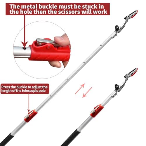 GARTOL Pruner for Garden, Cut Upto 1 Inch & Hold Telescopic Pole Pruner, Fruit Picker with Rotating Blade Head, Lightweight Aluminum Extendable Handle for Tree Branch Cutter, 3.67-5.45 FT, Silver