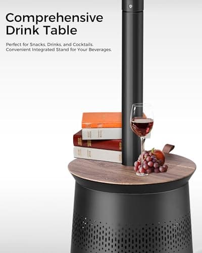 50,000 BTU Patio Heater for Outdoor Use With Adjustable Heat Focusing Top, Table Design, Stainless Steel Burner, Wheels,Propane Heater for Garden, Commercial and Residential, Black