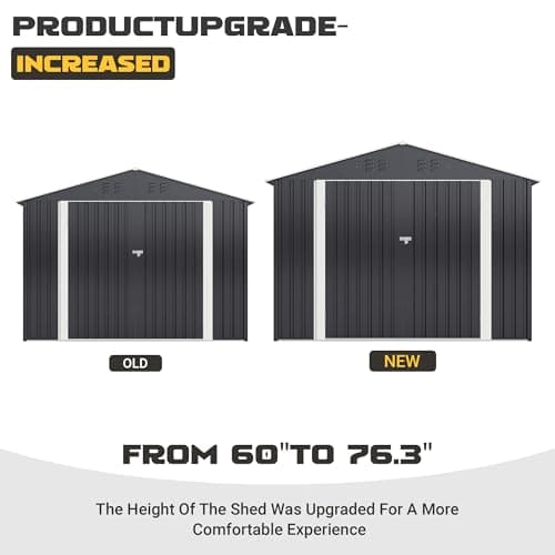 Polar Aurora 8 x 12 FT Outdoor Storage Shed, Metal Garden Shed with Updated Frame Structure, Tool Sheds for Backyard Garden Patio Lawn Black