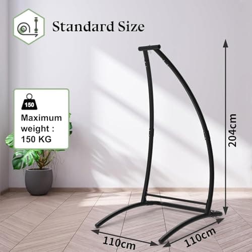 C Type Hammock Chair with Stand, Swing Chair with Neck Pillow, Hammock Stand for Balcony, Patio and Deck, Maximum Weight 300 lbs. (Aqua)