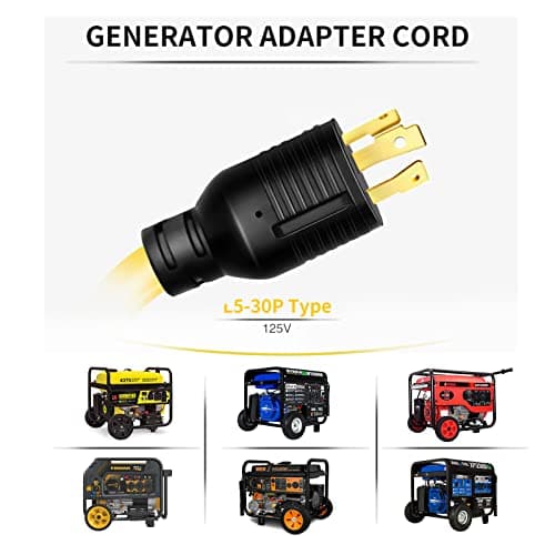 30 Amp to 15/20 Amp Generator Adapter - Locking Cord, Nema L5-30P Male to 3X 5-20R Female, 1.5 FT Household Outlet Female