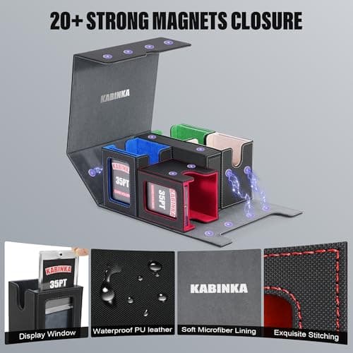Card Deck Box for MTG with Commander Display, 5 in 1 Trading Card Storage Box Fits 400+ Double-sleeved Cards, Removable Deck Case for TCG/Sports Cards with Dice Tray, 4 Magnetic Card Holders(Colorful)