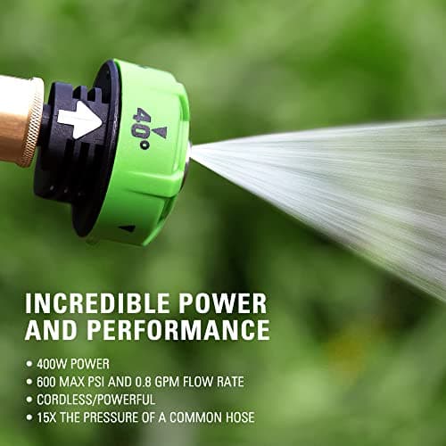 Greenworks 24V 600 PSI (0.8 GPM) Cordless Power Cleaner with (2) 2Ah Batteries, Charger, & Wash Glove, Green
