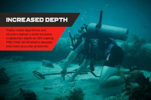 MINELAB PRO-FIND 40 Waterproof Pinpointer Metal Detector for Experts with Tone ID & Adjustable Sensitivity (Built-in Flashlight, Holster & Lanyard Included)