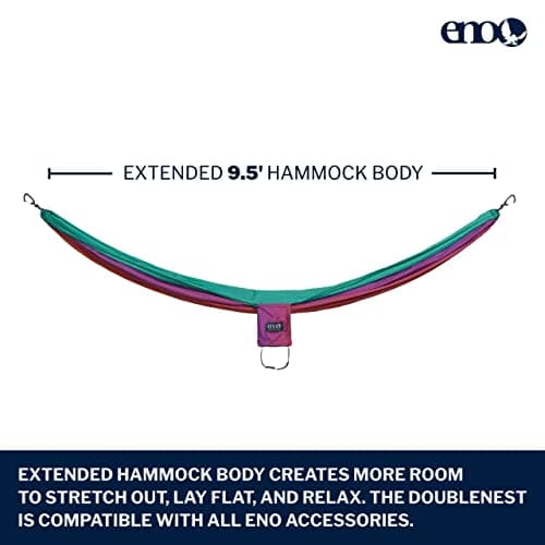 ENO DoubleNest Hammock - Lightweight, Portable, 1 to 2 Person Hammock - for Camping, Hiking, Backpacking, Travel, a Festival, or The Beach - Fade/Seaglass