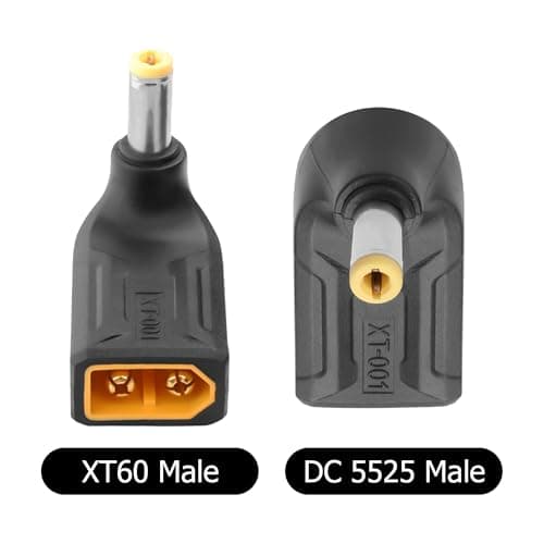 YAODHAOD Right Angle 5.5mm x 2.5mm DC Adapter, XT60 Male to 90 Degrees Right Angle Power Adapter (2Pack) for Portable Power Station & Solar Generator