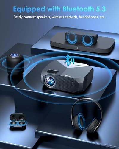 YOWHICK 4K Projector with WiFi and Bluetooth, 20000L Native 1080P Outdoor Portable Movie Projector, Smart Video Projector, 50% Zoom/400" Display, Compatible with HDMI/USB/PC/TV/PS5/DVD/Android/iOS