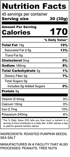 Oven Toasted Pumpkin Seeds with Sea Salt (Papitas) 48 oz (3 lb) Batch Tested Gluten & Peanut Free | No Oils | No PPO | Non GMO | Vegan and Keto Friendly | Premium Quality