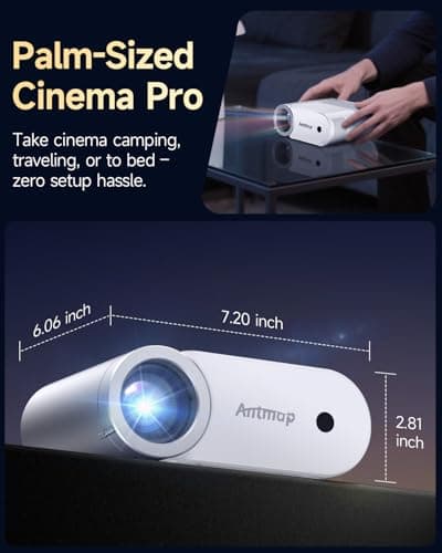 Outdoor Projector With WiFi and Bluetooth, 1080P Movie Projectors for Phone, Home Theater Projector for Bedroom, 200” Screen Wireless WiFi Projector with 3W Speaker for iPhone/HDMI/USB/TV Stick
