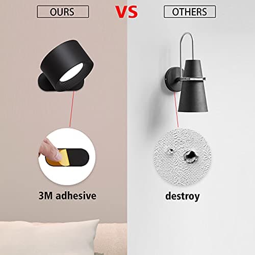 Koopala LED Reading Lights, Wall Mounted Sconces with 3 Color Temperatures & 3 Brightness Levels Rechargeable Battery Magnetic Ball 360°Rotation Touch Control, Lamps for Kids Study Bedside Closet