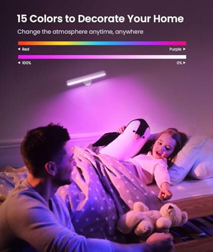 Wall Sconce with 7500mAh Rechargeable Battery LED Wall Light for Bedroom with Remote Control, 3 Colors Wireless Wall Lamp 360° Rotate Dimmable Brightness with 15 RGB Colors,White,1Pack