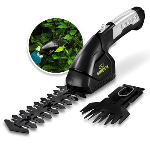 Sun Joe HJ604C Cordless Grass Shear + Shrubber Handheld Trimmer, (w/Battery + Charger Included), 7.2V, Black