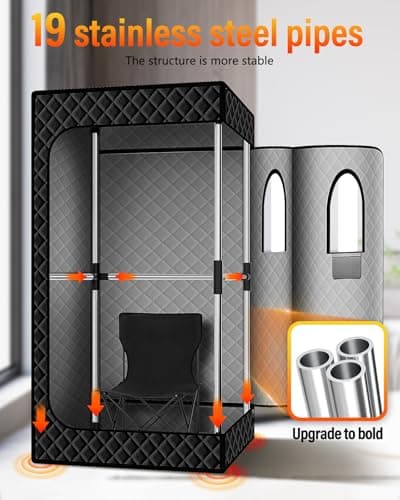 Upgraded Infrared Sauna Box for Relaxation,Detoxification,Portable Steam Sauna for Home with XL Steamer,Folding Chair,Multiple Layered Full Body Sauna Tent for Spa,Indoor,Outdoor,Gym-Black