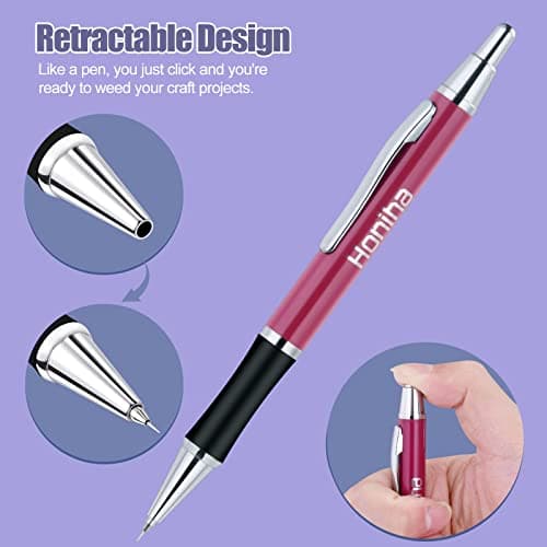 Weeding Pen for Vinyl, Precision Pin Pen Weeding Tool with 2 Metal Refills, Retractable Air Release Pen Craft Vinyl Weeding Tool for Vinyl Wall Decal HTV Car Film, Fuchsia