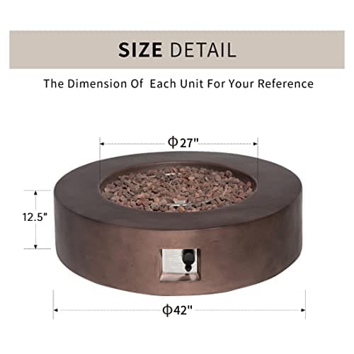 HOMPUS Outdoor Propane Fire Pit, 42 inch Round Gas Fire Pit Table,CSA Certified,Fire Table w 50000 BTU Stainless Steel Burner, Free Rocks & Rain Cover for Patio & Outside, Dark Bronze