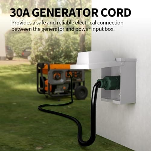 50 FT 30 Amp Generator Extension Cord 4 Prong, Heavy Duty NEMA L14-30P to NEMA L14-30R, 125/250V 7500W, Green 10 Gauge STW Twist Locking House Power Cord, 50 Feet Generator Cable