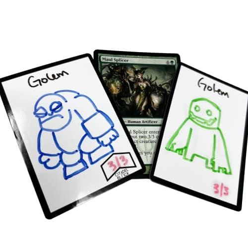Citadel Black Dry Erase MTG Tokens Set of 50 Cards – with 2pcs Erasers, Reversible Reusable Double-Sided Universal Tokens Proxy Card, Magic: The Gathering