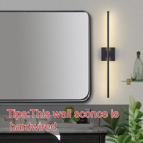 Modern Wall Sconces Set of Two, Dimmable Hardwired Wall Sconces, 350° Rotate, LED Matte Black Wall Light Fixtures, 3000K Warm Light Wall Lamp for Bathroom, Living Room, 27.8 Inch (2 Pack)
