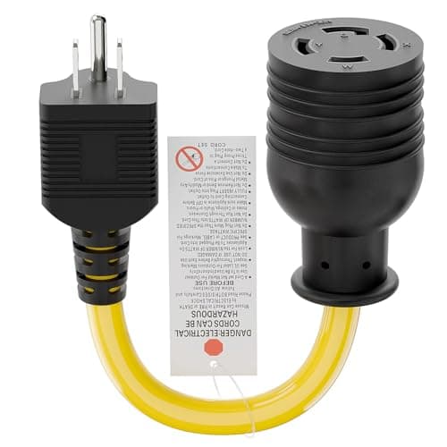 NEMA 5-15P to L14-30R Power Adapter Cord, WINXUS Household 15Amp to Generator Lock in 30Amp Adapter Cord, 3 Prong to 4 Prong Generator Transfer Switch Converter, STW 12AWG,1FT
