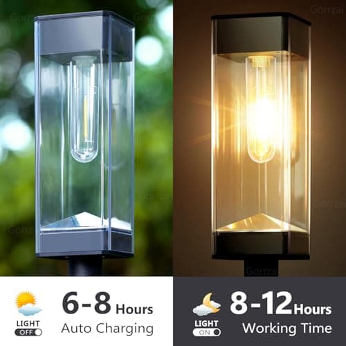 Solar Pathway Lights 8 Pack LED Waterproof Solar Outdoor Lights, Upgraded Stainless Steel Driveway Lighting with Tungsten Filament Bulb for Yard, Landscape, Garden, Walkway, Lawn, Path