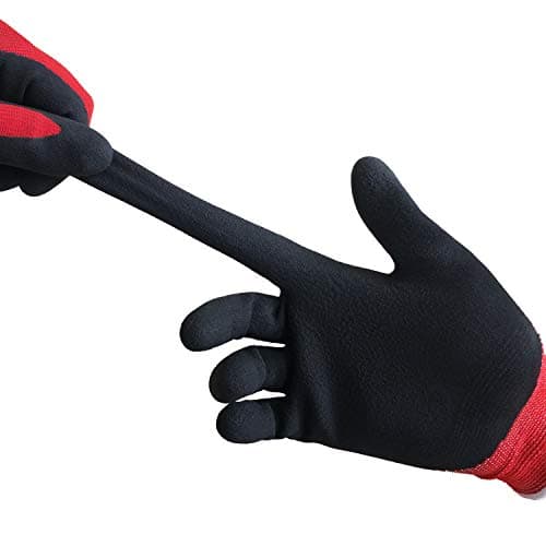 COOLJOB Gardening Gloves for Men, 2 Pairs Breathable Rubber Coated for Garden Weeding Landscaping, Outside Work for Lawn Yard, Men's Medium Size, Black & Red